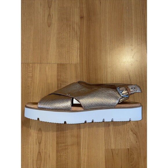 Gentle‎ Souls Prisca Cross Band Size 9.5 Leather Platform Sandals Rose Gold - Picture 2 of 12